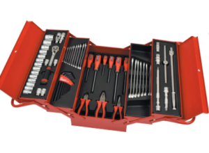 kennedy 62 piece general purpose tool kit in cantilever tool box